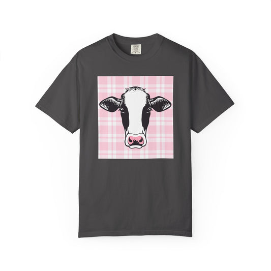 Cow on Pink Plaid