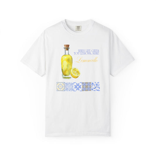 When Life Gives You Lemons Make Limoncello – Watercolor Lemon Italian Countryside Graphic T-Shirt, Lemon Lover Tee, Lemoncello Top