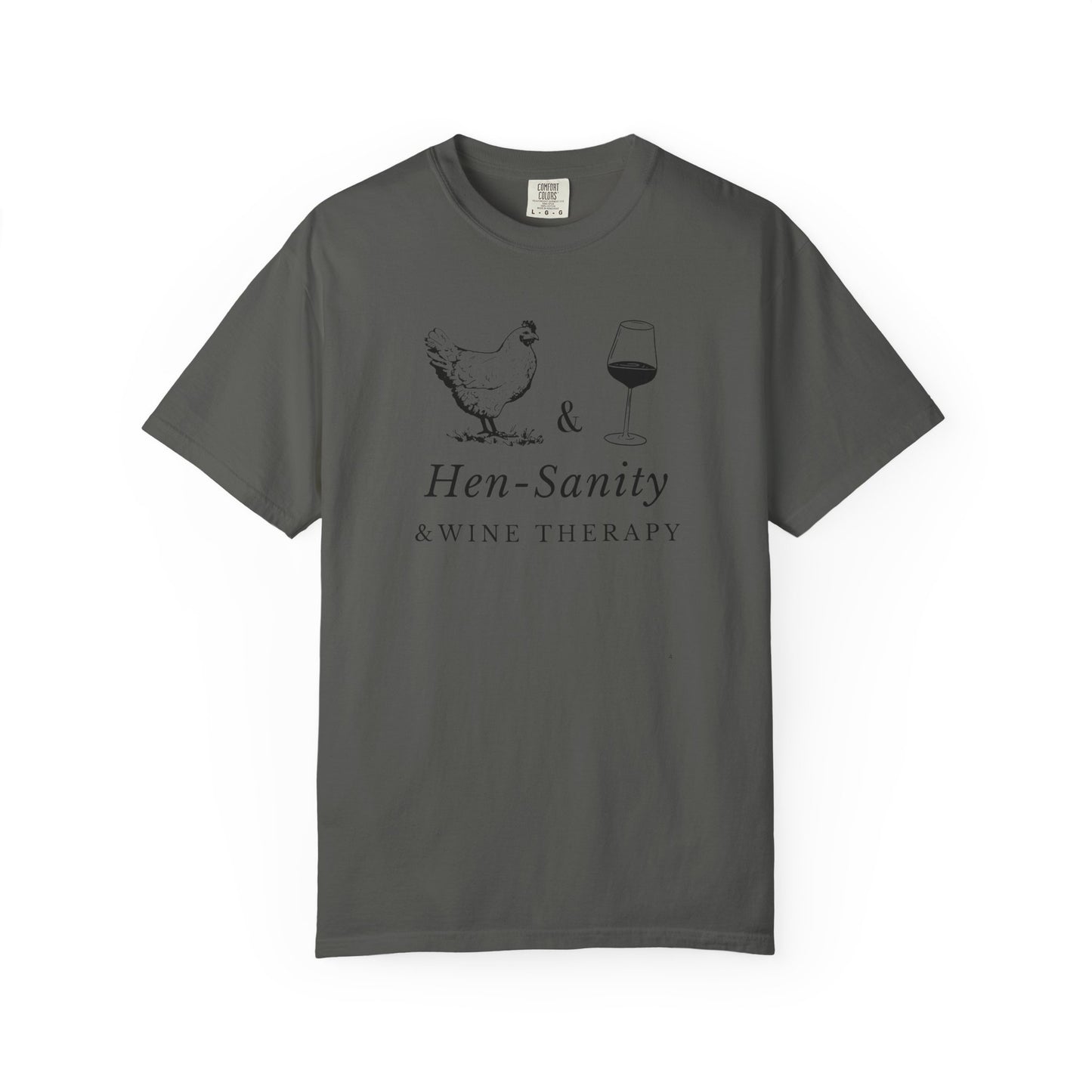 Hen-Sanity & Wine Therapy – Funny Chicken & Wine T-Shirt | Farmhouse Girls’ Night Tee