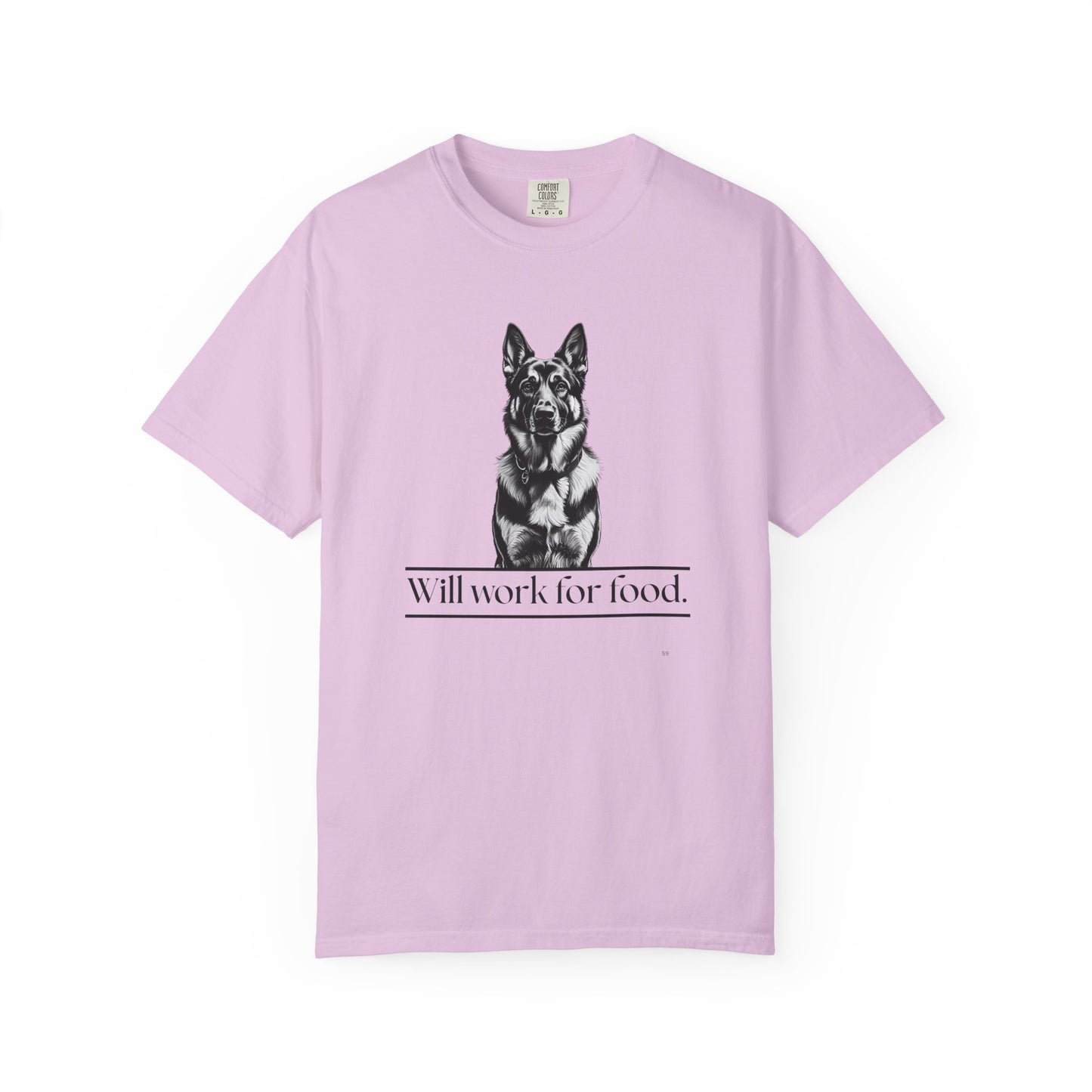 Will Work for Food – German Shepherd Dog T-Shirt | Funny Loyal Dog Graphic Tee