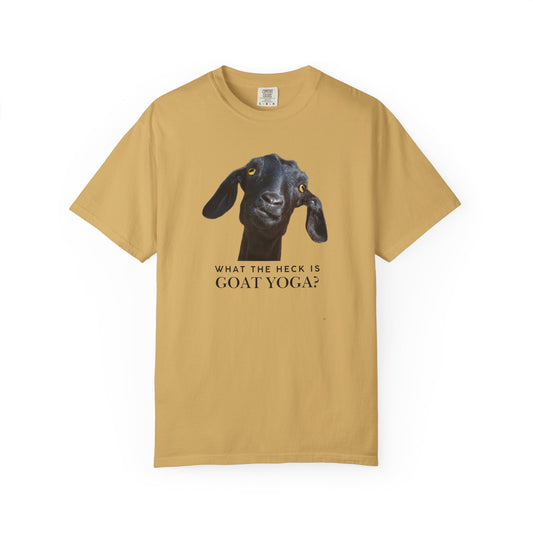 What the Heck Is Goat Yoga? – Funny Goat Lover T-Shirt | Farm & Yoga Humor Tee