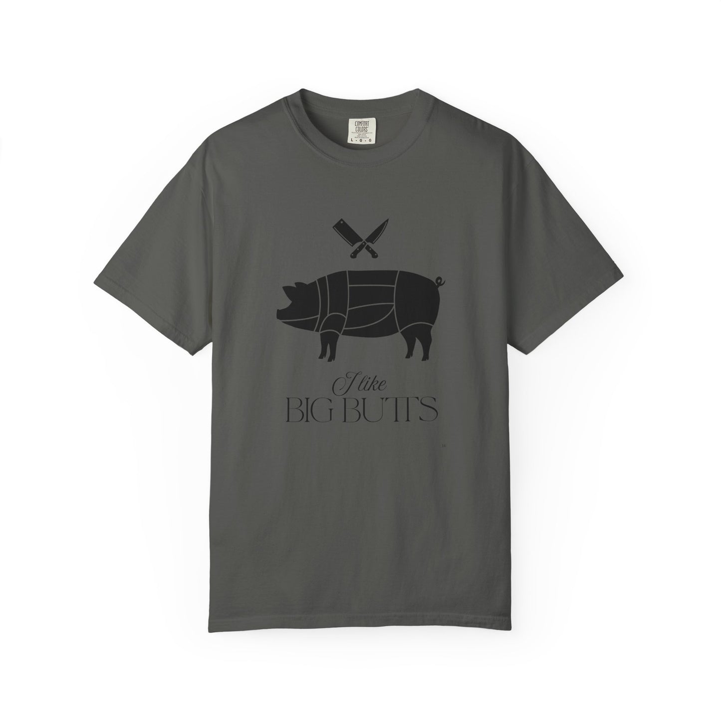 I Like Big Butts – Black Pig & Butcher Knives Funny BBQ T-Shirt | Farm & Grill Humor Tee