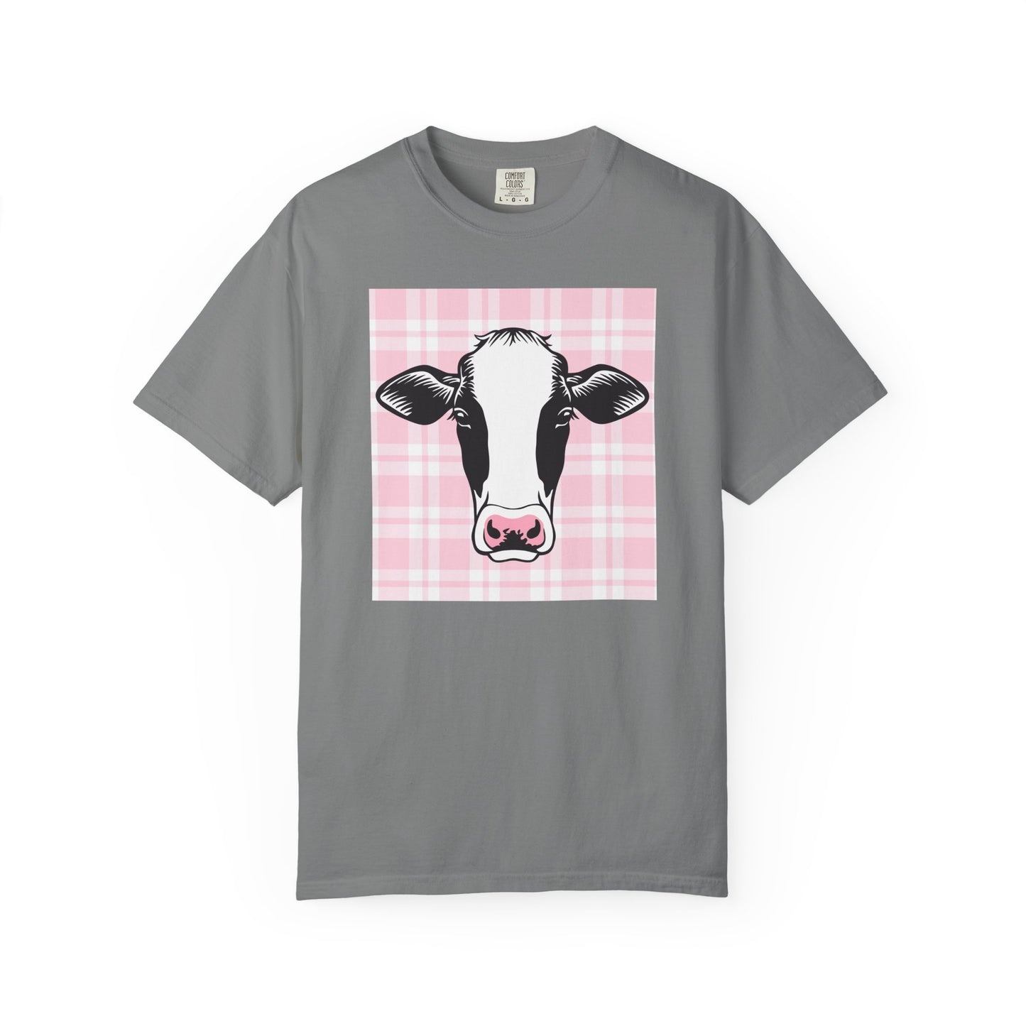 Cow on Pink Plaid