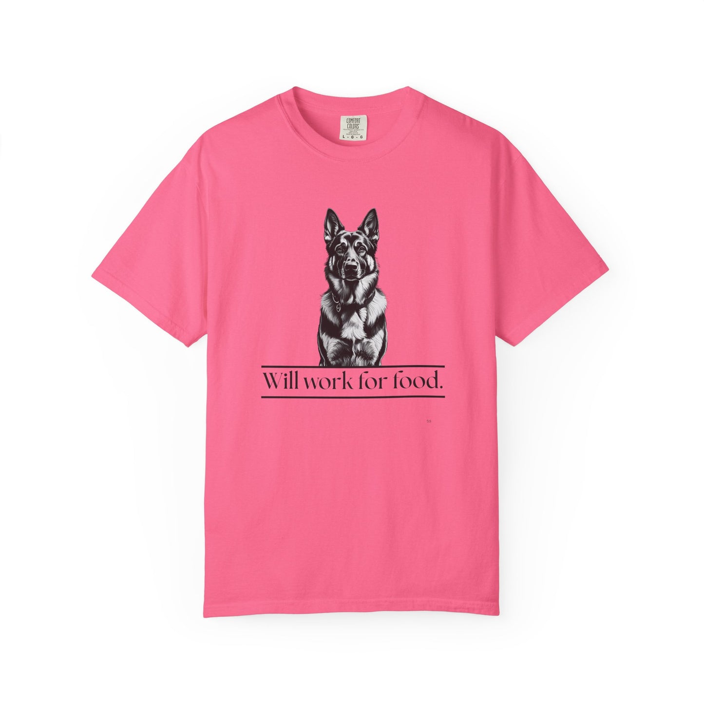 Will Work for Food – German Shepherd Dog T-Shirt | Funny Loyal Dog Graphic Tee