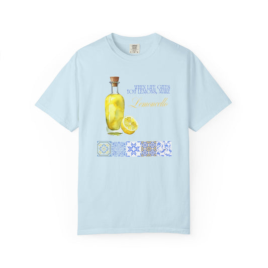 When Life Gives You Lemons Make Limoncello – Watercolor Lemon Italian Countryside Graphic T-Shirt, Lemon Lover Tee, Lemoncello Top