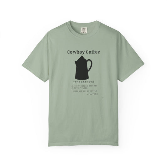 Cowboy Coffee – Black Metal Pot Recipe T-Shirt | Rustic Western Humor Tee