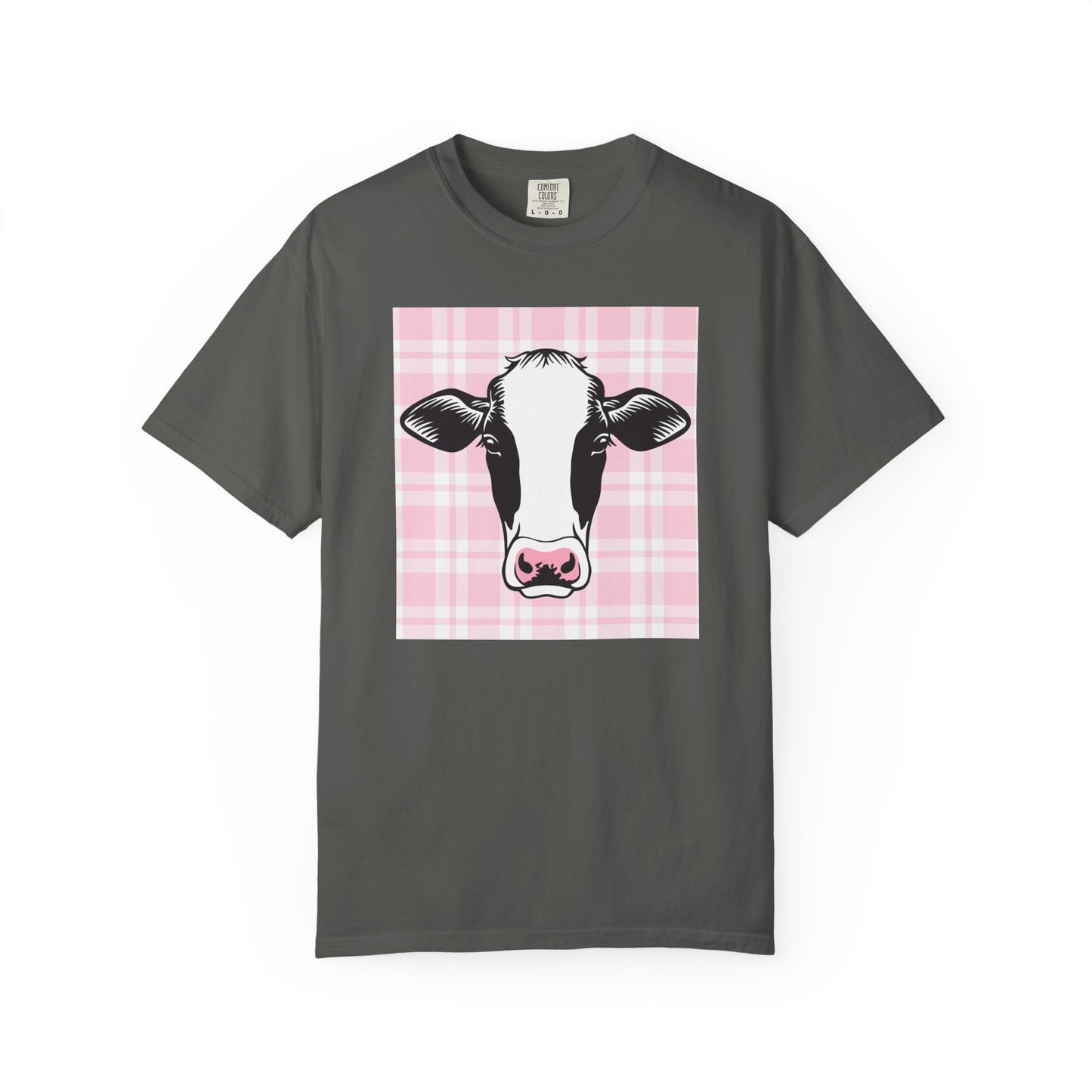 Cow on Pink Plaid