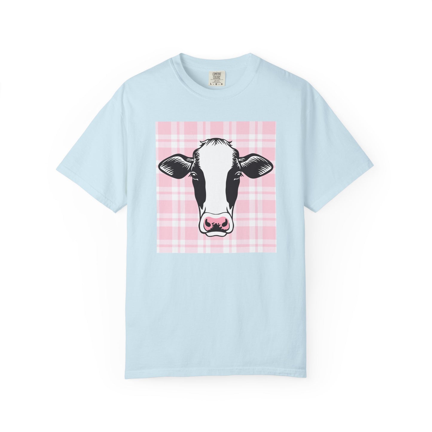 Cow on Pink Plaid