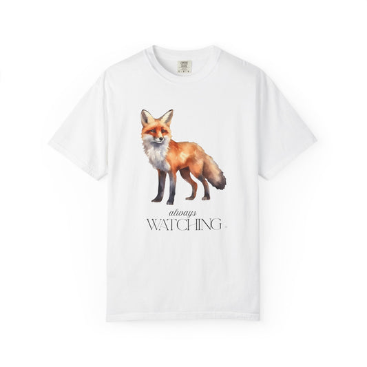 Red Fox Always Watching - Clever Fox Tee - Animal Lover Graphic Top, Fox Lover Shirt