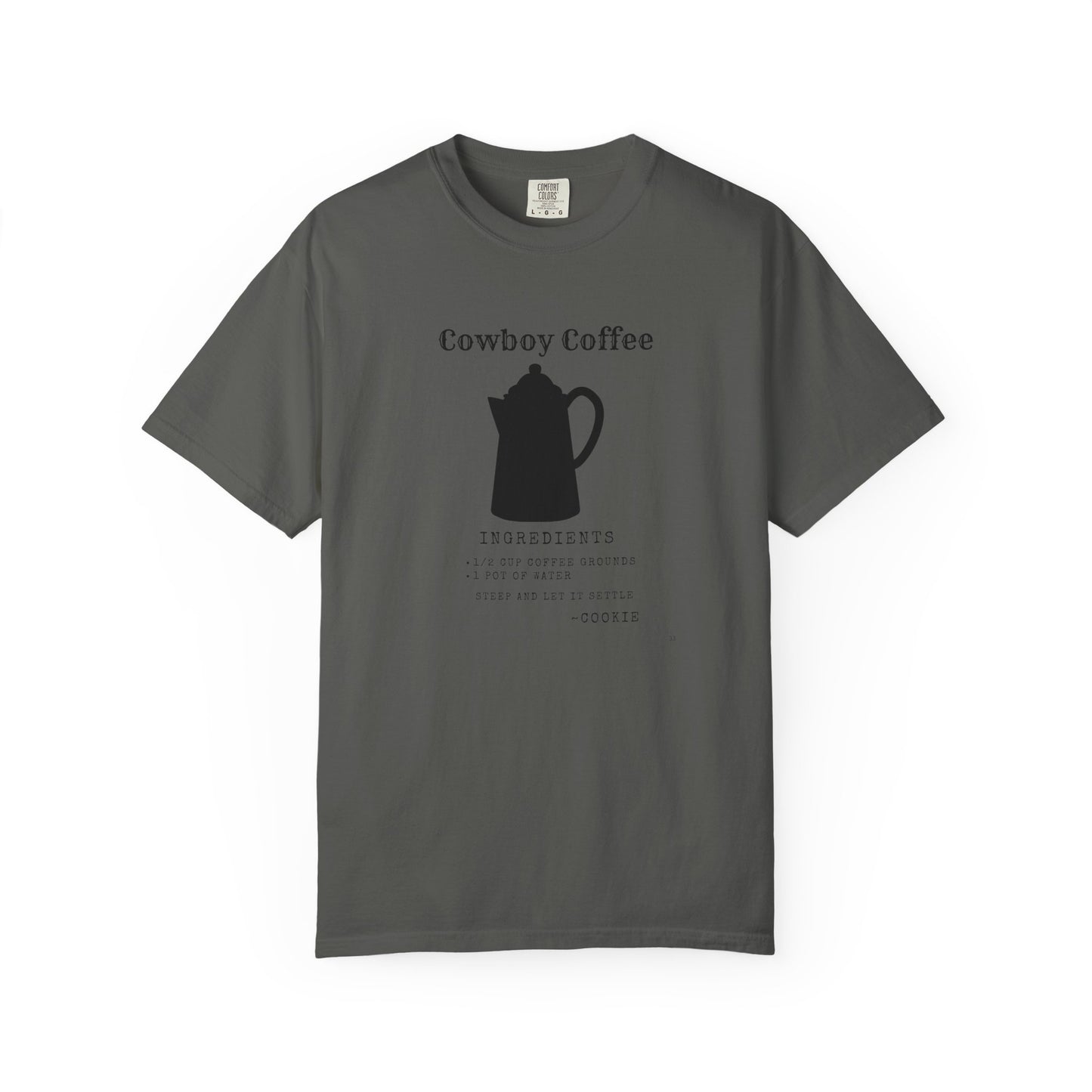 Cowboy Coffee – Black Metal Pot Recipe T-Shirt | Rustic Western Humor Tee