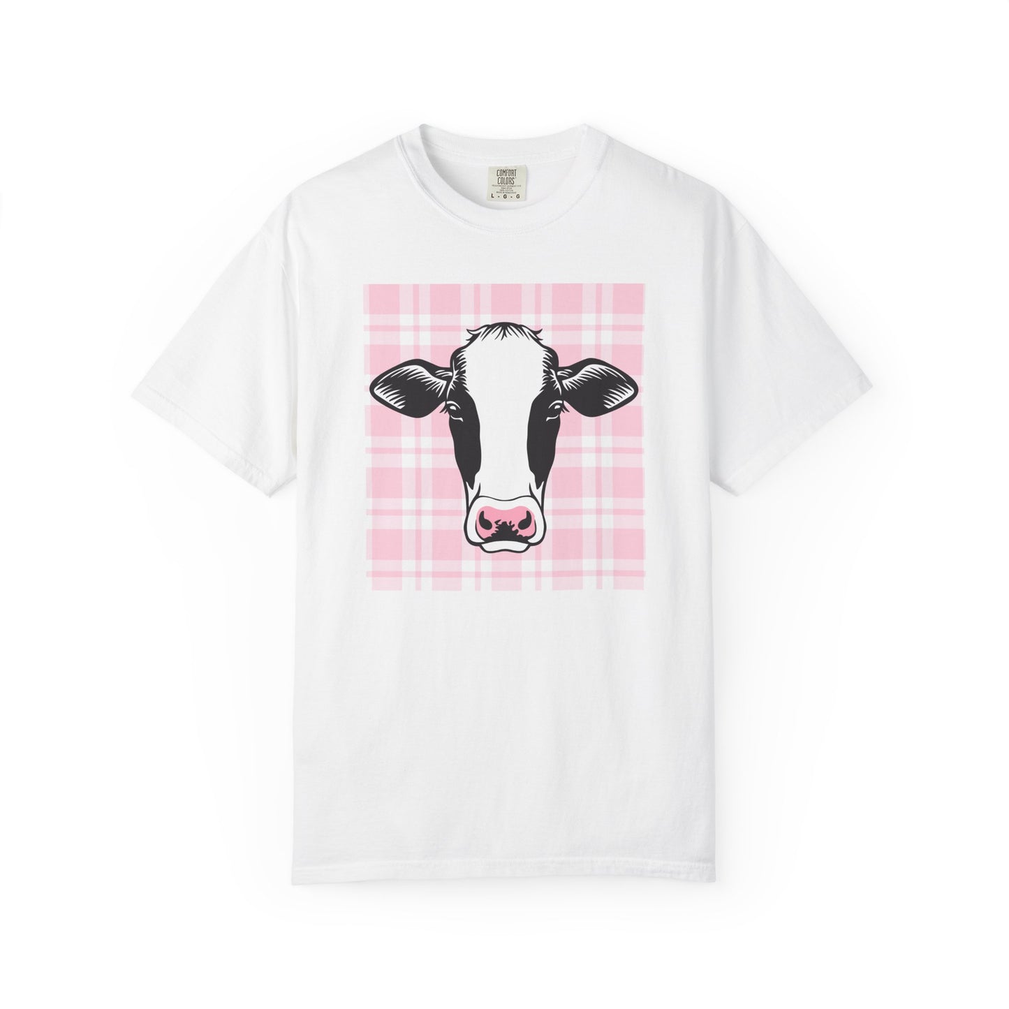 Cow on Pink Plaid