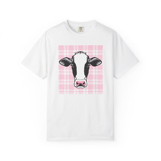 Cow on Pink Plaid