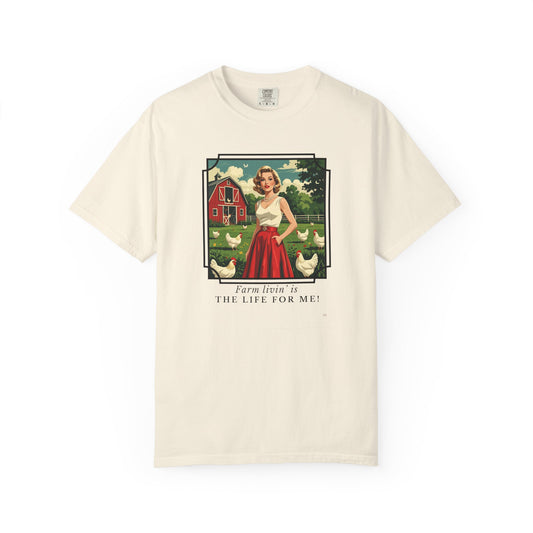 Farm Livin’ Is The Place For Me – Retro Glam Country Girl Graphic T-Shirt, Farm Girl Shirt, Country Lover Shirt