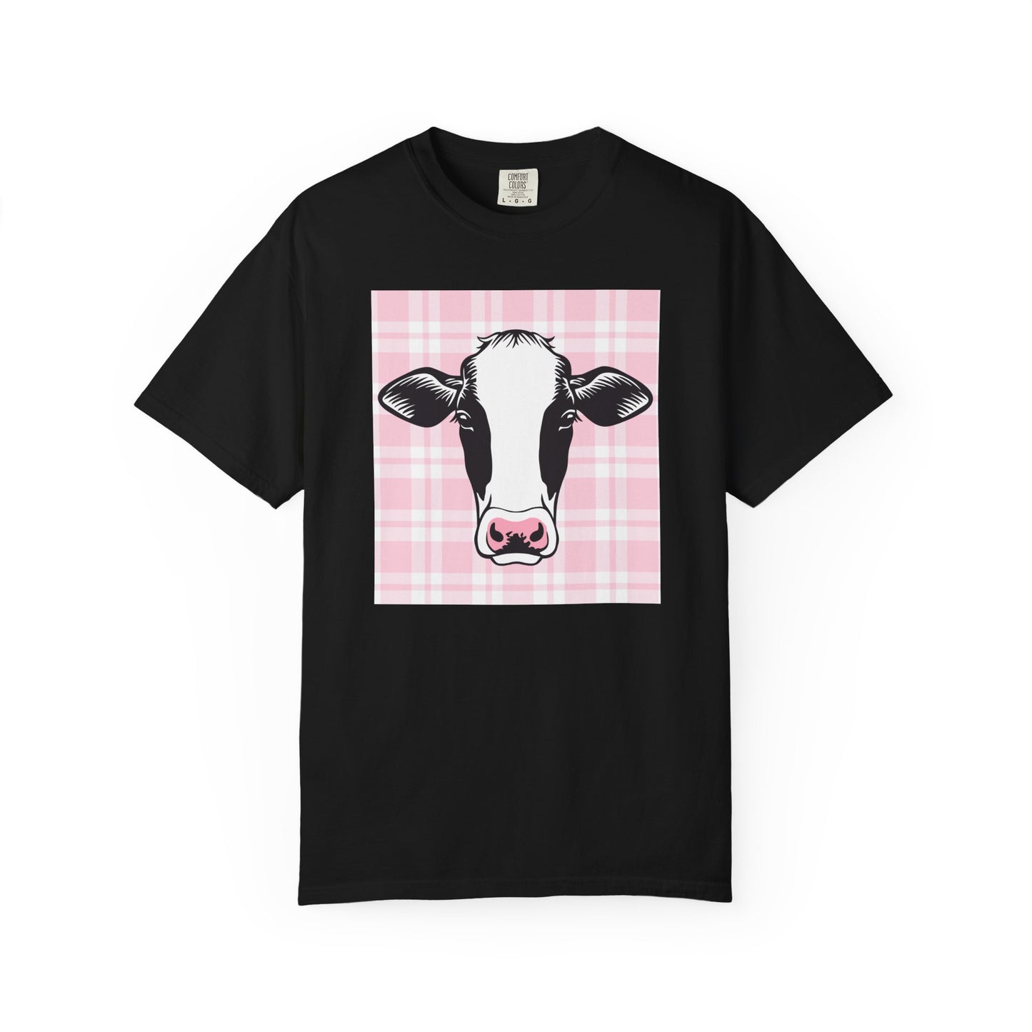 Cow on Pink Plaid