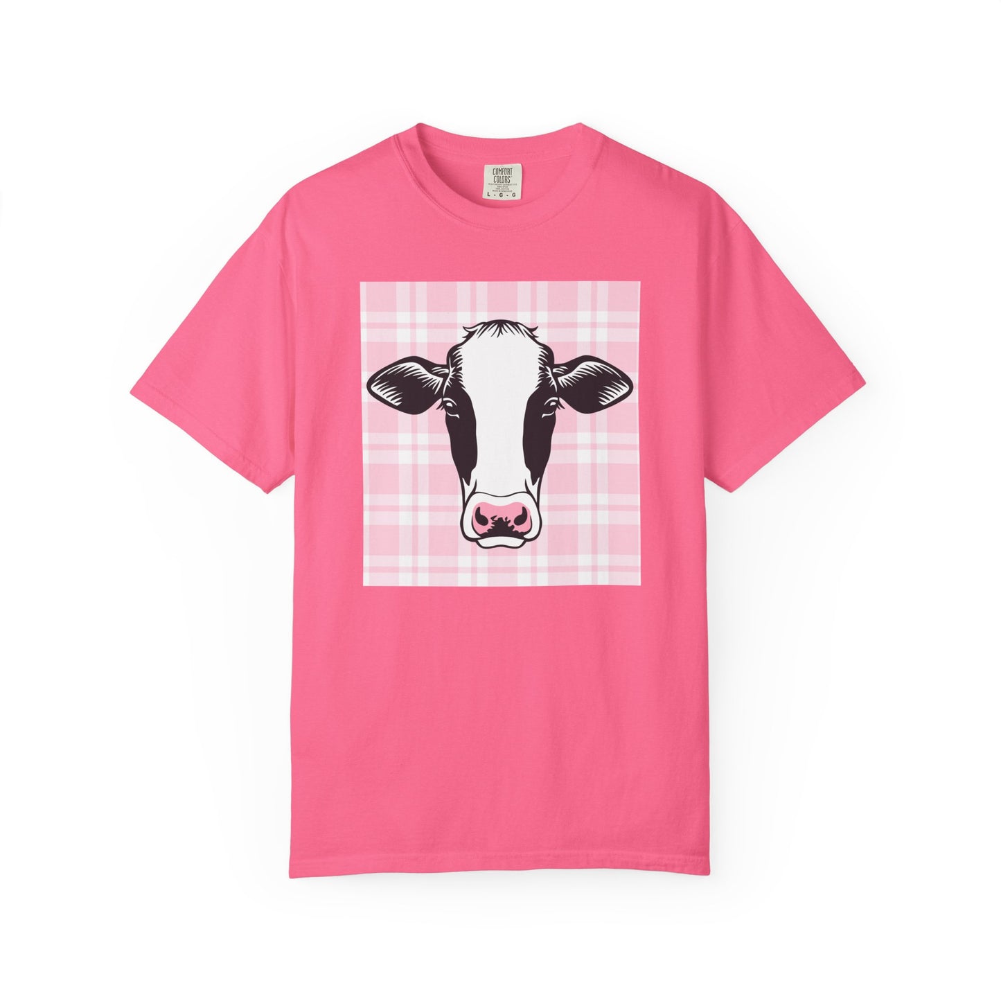 Cow on Pink Plaid