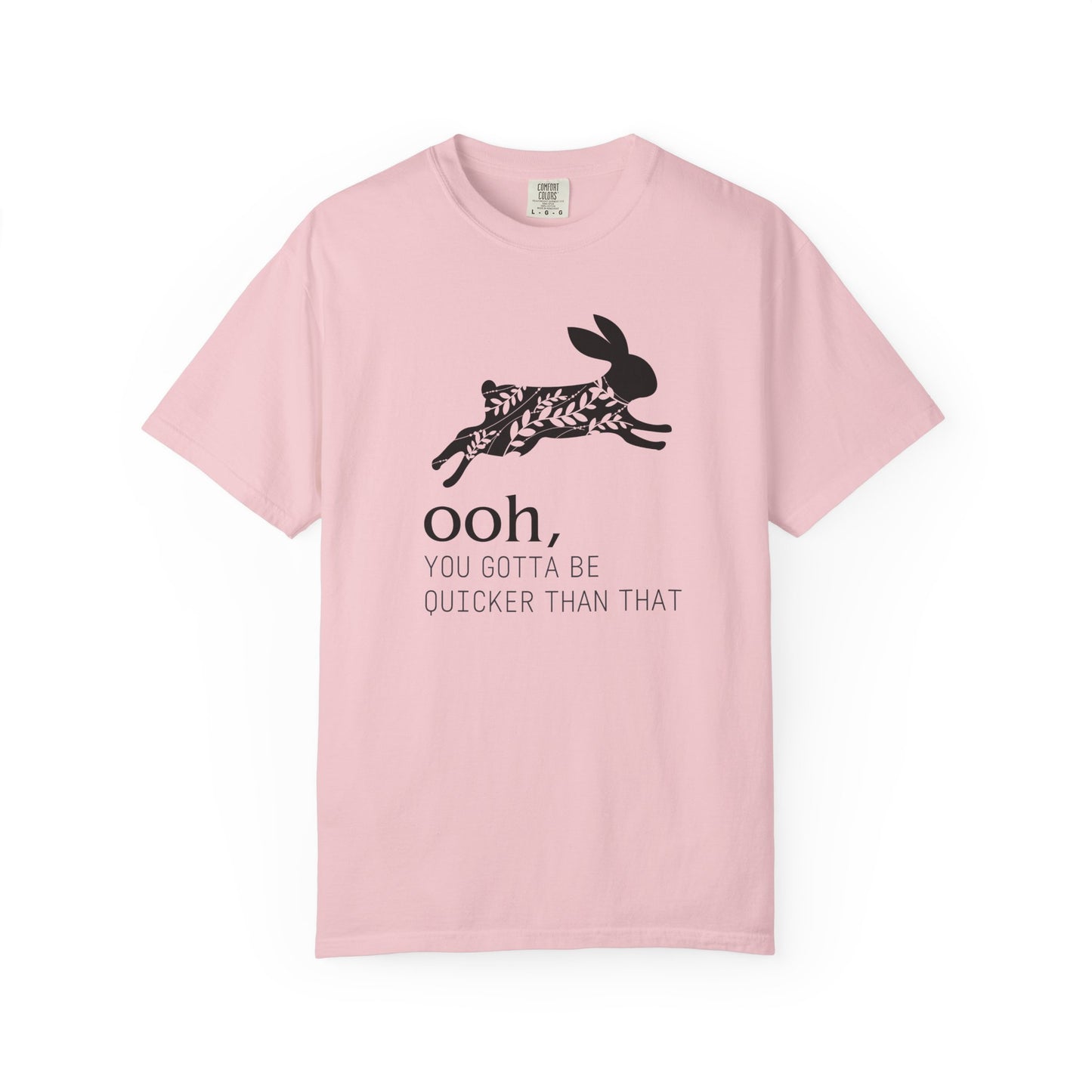 Ooh… You Gotta Be Quicker Than That – Floral Black Rabbit Silhouette T-Shirt | Funny Garden Bunny Tee