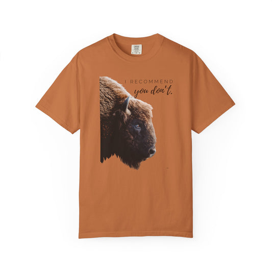 I Recommend You Don’t – Buffalo Profile Wild West Attitude Country T-Shirt, Fun Buffalo Tee, Western Wear Top