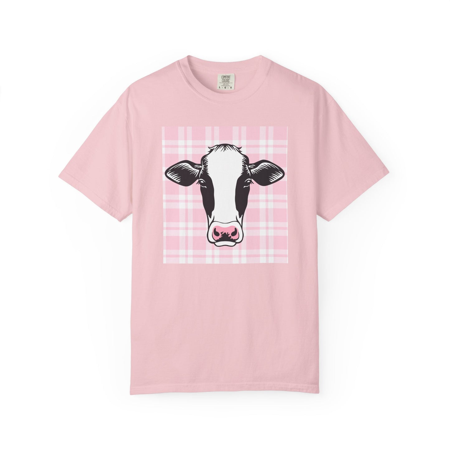 Cow on Pink Plaid