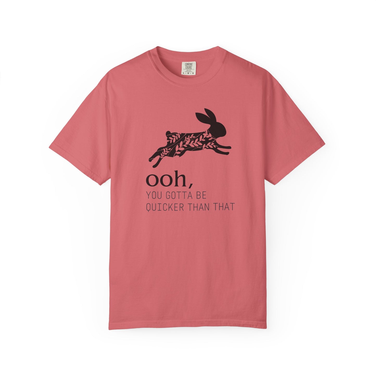 Ooh… You Gotta Be Quicker Than That – Floral Black Rabbit Silhouette T-Shirt | Funny Garden Bunny Tee