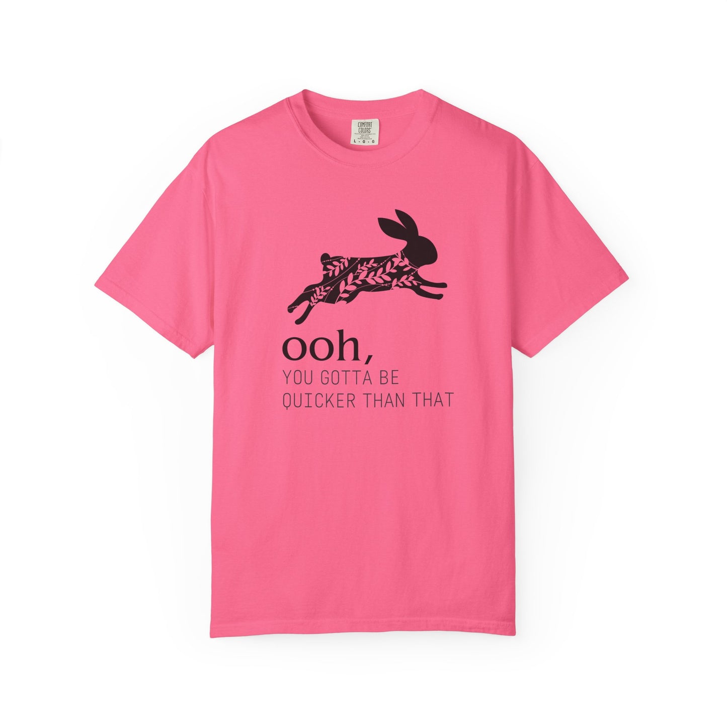 Ooh… You Gotta Be Quicker Than That – Floral Black Rabbit Silhouette T-Shirt | Funny Garden Bunny Tee