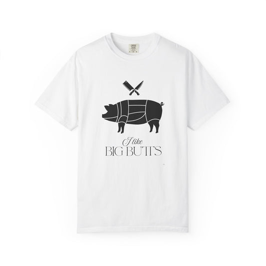 I Like Big Butts – Black Pig & Butcher Knives Funny BBQ T-Shirt | Farm & Grill Humor Tee