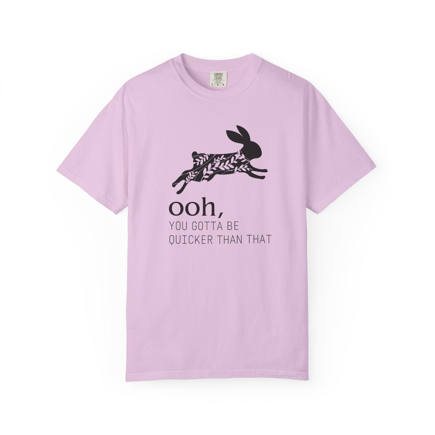 Ooh… You Gotta Be Quicker Than That – Floral Black Rabbit Silhouette T-Shirt | Funny Garden Bunny Tee