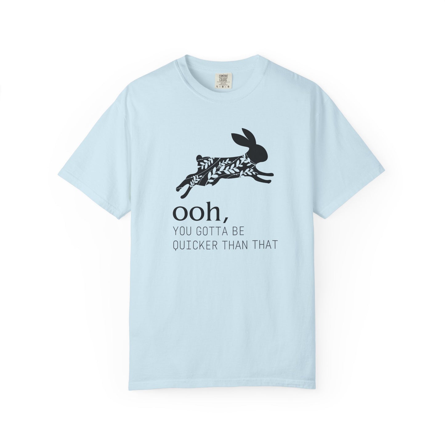 Ooh… You Gotta Be Quicker Than That – Floral Black Rabbit Silhouette T-Shirt | Funny Garden Bunny Tee