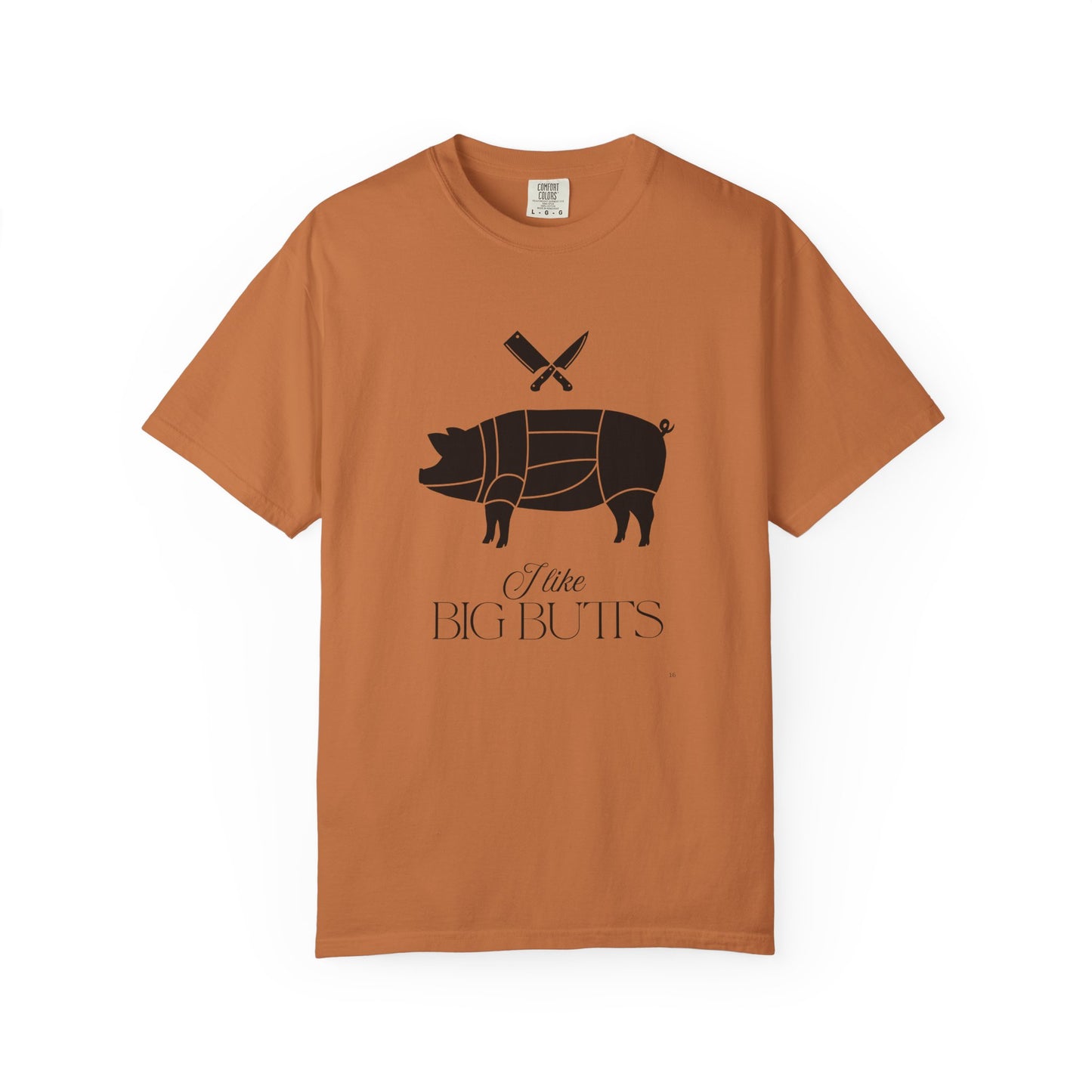 I Like Big Butts – Black Pig & Butcher Knives Funny BBQ T-Shirt | Farm & Grill Humor Tee
