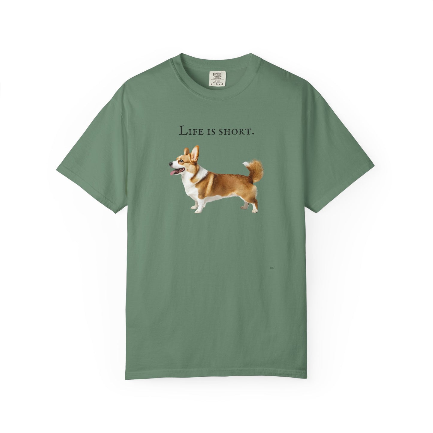 Life Is Short – Welsh Corgi Herding Dog Side-Profile Graphic T-Shirt, Corgi Lover Tee, Corgi Top